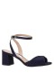 Women Nina Shoes Block Heels | Nigella New Navy Satin Block-heel Sandals With Twist-front And Ankle-strap