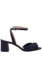 Women Nina Shoes Block Heels | Nigella New Navy Satin Block-heel Sandals With Twist-front And Ankle-strap