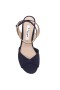 Women Nina Shoes Block Heels | Nigella New Navy Satin Block-heel Sandals With Twist-front And Ankle-strap