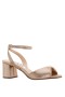 Women Nina Shoes Block Heels | Nigella Taupe Metallic Suedette Block-heel Sandals With Twist-front And Ankle-strap