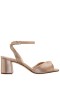 Women Nina Shoes Block Heels | Nigella Taupe Metallic Suedette Block-heel Sandals With Twist-front And Ankle-strap