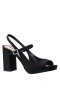 Women Nina Shoes Block Heels | Simeon Black Satin Block-heel Sandals With Platform