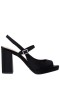 Women Nina Shoes Block Heels | Simeon Black Satin Block-heel Sandals With Platform