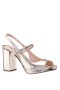 Women Nina Shoes Block Heels | Simeon Platino Textured Metallic Foil Block-heel Sandals With Platform