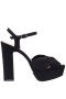 Women Nina Shoes Block Heels | Skylynn Black Peau Block-heel With Platform Stiletto Sandal With Ankle-strap