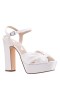 Women Nina Shoes Block Heels | Skylynn Ivory Satin Block-heel With Platform Stiletto Sandal With Ankle-strap