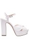 Women Nina Shoes Block Heels | Skylynn Ivory Satin Block-heel With Platform Stiletto Sandal With Ankle-strap
