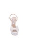 Women Nina Shoes Block Heels | Skylynn Ivory Satin Block-heel With Platform Stiletto Sandal With Ankle-strap