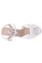 Women Nina Shoes Block Heels | Skylynn Ivory Satin Block-heel With Platform Stiletto Sandal With Ankle-strap
