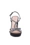 Women Nina Shoes Block Heels | Summer Black Satin With Crystals Block-heel Slingback Sandals With Platform