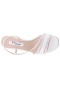 Women Nina Shoes Bridal Shoes | Abbi Ivory Satin With Crystals Mid-heel Slingback Sandals