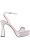 Women Nina Shoes Bridal Shoes | Antonia Ivory Satin Ultra High Platform Sandals With Ankle-strap And Sculpted Heel