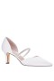Women Nina Shoes Bridal Shoes | Brystol Ivory Satin With Crystal Band Mid-heel D'orsay Pumps