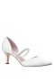 Women Nina Shoes Bridal Shoes | Brystol White Satin With Crystal Band Mid-heel D'orsay Pumps