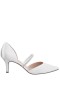 Women Nina Shoes Bridal Shoes | Brystol White Satin With Crystal Band Mid-heel D'orsay Pumps