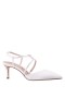 Women Nina Shoes Bridal Shoes | Nichele Ivory Satin With Crystal Twist Mid-heel Slingback Pumps