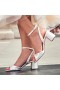 Women Nina Shoes Bridal Shoes | Nigella Ivory Satin Block-heel Sandals With Twist-front And Ankle-strap