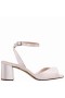 Women Nina Shoes Bridal Shoes | Nigella Ivory Satin Block-heel Sandals With Twist-front And Ankle-strap