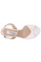 Women Nina Shoes Bridal Shoes | Nigella Ivory Satin Block-heel Sandals With Twist-front And Ankle-strap