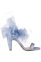 Women Nina Shoes Bridal Shoes | Sheryl Icy Blue Satin, Chiffon And Feathers Block-heel Sandals With Ankle-strap
