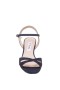 Women Nina Shoes Flats & Wedges | Flora Navy Textured Metallic Demi-wedge Sandals With Ankle-strap