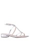 Women Nina Shoes Flats & Wedges | Sasha Silver Metallic Foil With Rhinestone T-strap Flat With A Block-heel And Ankle-strap
