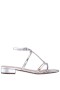 Women Nina Shoes Flats & Wedges | Sasha Silver Metallic Foil With Rhinestone T-strap Flat With A Block-heel And Ankle-strap