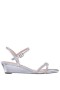 Women Nina Shoes Flats & Wedges | Valeria Silver Glaze With Clear Rhinestone Knot On A Demi-wedge With Ankle-strap