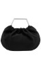 Women Nina Shoes Handbags | Allison Black Metal Handle Satin Pouch Bag