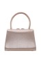 Women Nina Shoes Handbags | Aubrey Taupe Reflective Suedette/glass Crystal Handle Satchel