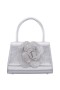 Women Nina Shoes Handbags | Aubrey True Silver Reflective Suedette/glass Crystal Handle Satchel