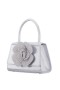Women Nina Shoes Handbags | Aubrey True Silver Reflective Suedette/glass Crystal Handle Satchel