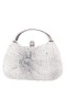 Women Nina Shoes Handbags | Brando Ivory Chiffon/satin/glass Crystal Minaudiere
