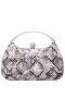 Women Nina Shoes Handbags | Brando Ivory Metallic Snake Pu Minaudiere