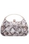 Women Nina Shoes Handbags | Brando Ivory Metallic Snake Pu Minaudiere
