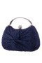 Women Nina Shoes Handbags | Brando Navy Chiffon/satin/glass Crystal Minaudiere