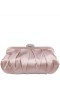Women Nina Shoes Handbags | Concord Champagne Pleated Frame Clutch With Crystal Clasp