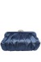 Women Nina Shoes Handbags | Concord Navy Pleated Frame Clutch With Crystal Clasp