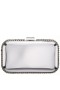 Women Nina Shoes Handbags | Dorsey Silver Metallic Minaudiere W/crystal Adorned Edge