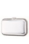 Women Nina Shoes Handbags | Dorsey Silver Metallic Minaudiere W/crystal Adorned Edge