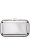 Women Nina Shoes Handbags | Dorsey Silver Metallic Minaudiere W/crystal Adorned Edge