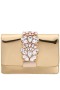 Women Nina Shoes Handbags | Kaia Gold Patent Pu/glass Crystal Clutch
