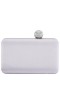Women Nina Shoes Handbags | Kimberly Silver Satin Minaudiere With Crystal Clasp