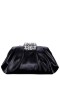 Women Nina Shoes Handbags | Myla Black Pu/glass Crystal Frame Clutch