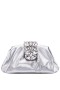 Women Nina Shoes Handbags | Myla Silver Pu/glass Crystal Frame Clutch