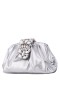 Women Nina Shoes Handbags | Myla Silver Pu/glass Crystal Frame Clutch