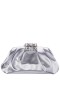 Women Nina Shoes Handbags | Myla Silver Pu/glass Crystal Frame Clutch