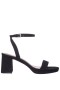 Women Nina Shoes Platforms | Bergen Black Glitter Net Block-heel Platform Sandals With Ankle-strap