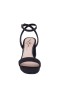 Women Nina Shoes Platforms | Bergen Black Glitter Net Block-heel Platform Sandals With Ankle-strap