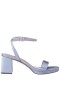 Women Nina Shoes Platforms | Bergen Icy Blue Satin Block-heel Platform Sandals With Rhinestone Buckle